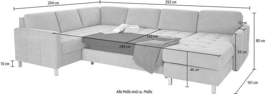 Sit&more Zithoek Pablo U-vorm naar keuze met slaapfunctie en bedkist - Foto 6