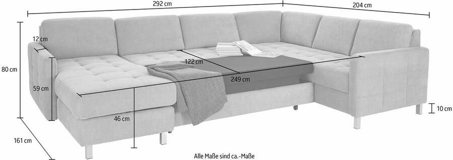 Sit&more Zithoek Pablo U-vorm naar keuze met slaapfunctie en bedkist - Foto 10