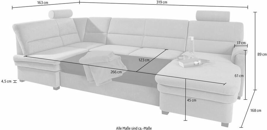 Sit&more Zithoek Pisa U-vorm met binnenvering naar keuze met slaapfunctie - Foto 3