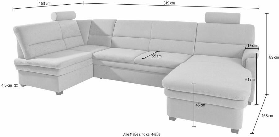 Sit&more Zithoek Pisa U-vorm met binnenvering naar keuze met slaapfunctie - Foto 2
