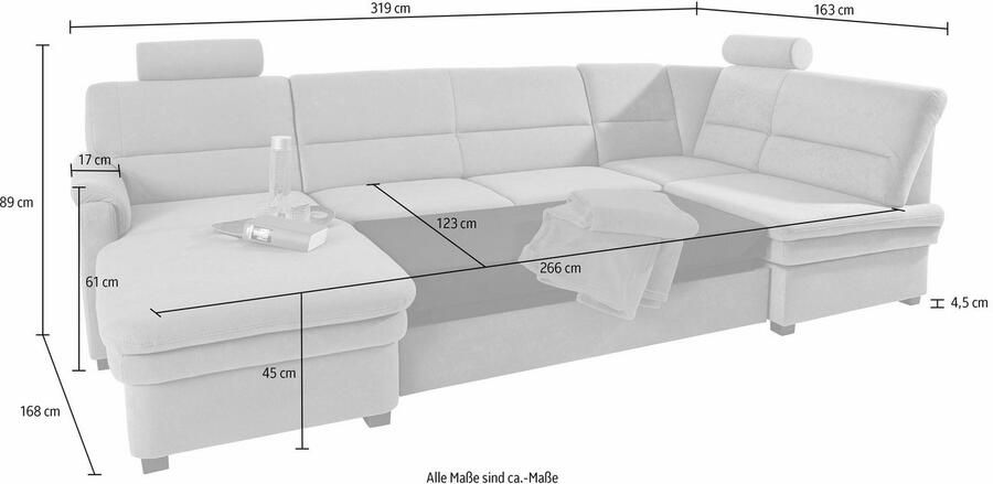 Sit&more Zithoek Pisa U-vorm met binnenvering naar keuze met slaapfunctie - Foto 4
