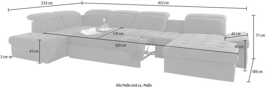 Sit&more Zithoek Stardust U-vorm met verstelbare hoofdsteun armleuningen en tafelelement - Foto 6
