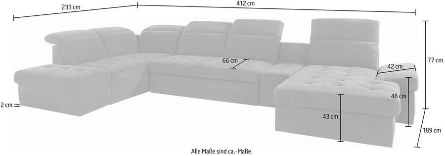 Sit&more Zithoek Stardust U-vorm met verstelbare hoofdsteun armleuningen en tafelelement - Foto 5