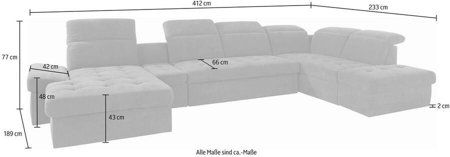 Sit&more Zithoek Stardust U-vorm met verstelbare hoofdsteun armleuningen en tafelelement - Foto 5