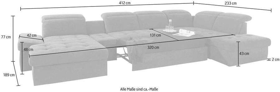Sit&more Zithoek Stardust U-vorm met verstelbare hoofdsteun armleuningen en tafelelement - Foto 7