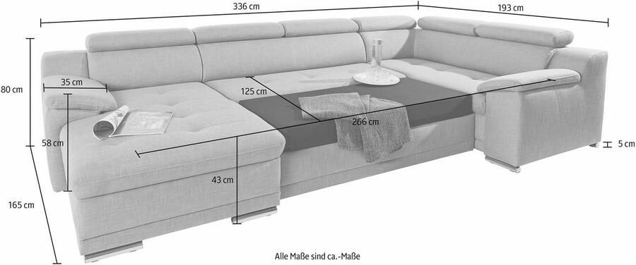 Sit&more Zithoek Top Andiamo U-vorm met verstelbare hoofdsteun naar keuze met slaapfunctie - Foto 5