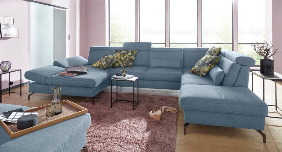 Sit&more Zithoek Brisbane U-vorm Poothoogte 12 cm inclusief verstelbare zitdiepte armleuningen en hoofdeind