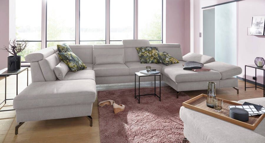 Sit&more Zithoek Brisbane U-vorm Poothoogte 12 cm inclusief verstelbare zitdiepte armleuningen en hoofdeind