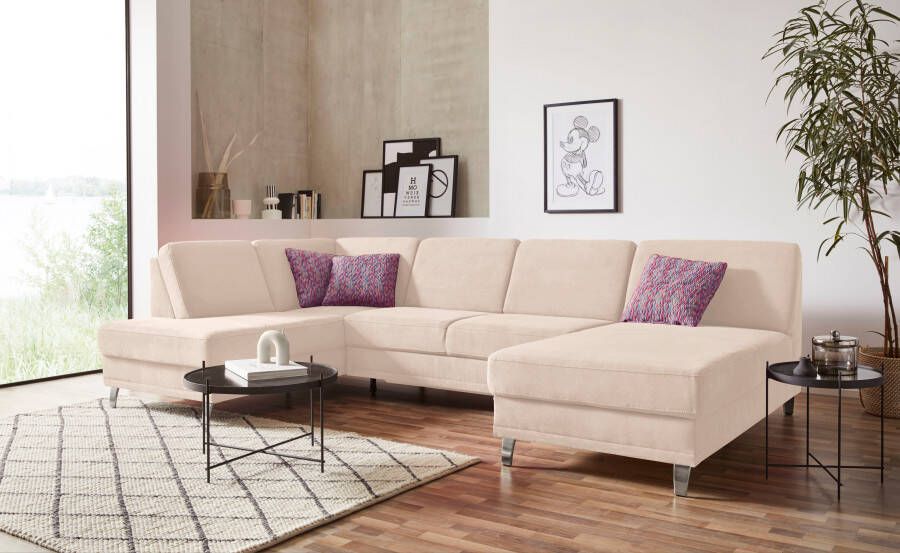 Sit&more Zithoek Clio U-vorm naar keuze met slaapfunctie en bedkist met binnenvering