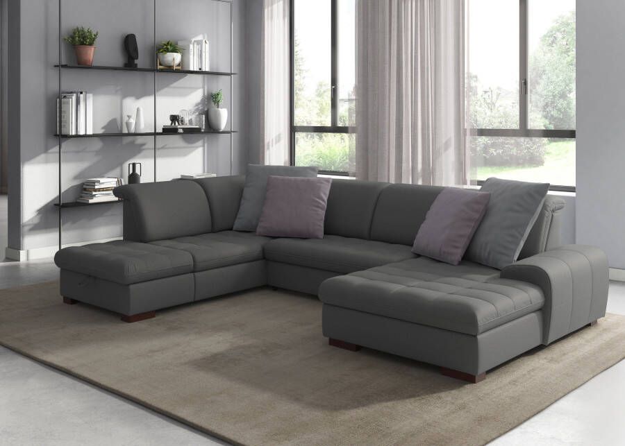 Sit&more Zithoek Luxor U-vorm naar keuze met slaapfunctie bedkist en verstelbare hoofdsteun