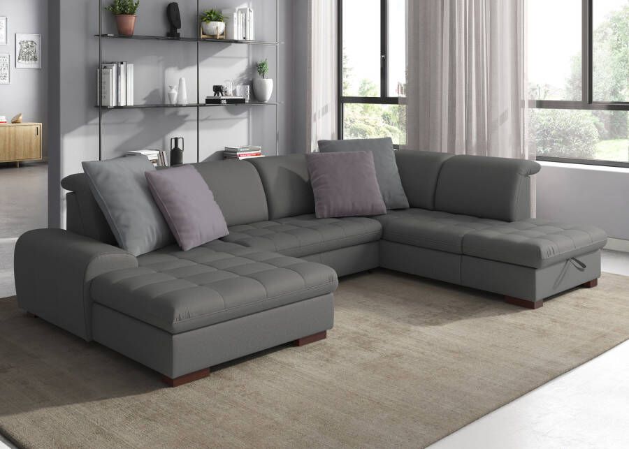 Sit&more Zithoek Luxor U-vorm naar keuze met slaapfunctie bedkist en verstelbare hoofdsteun