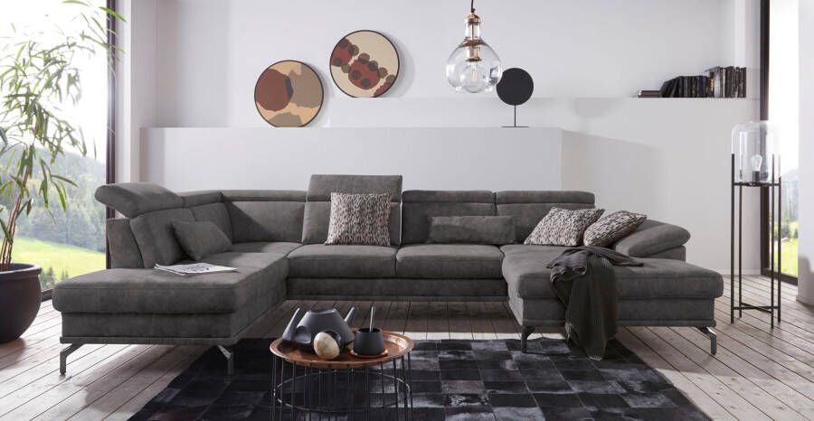 Sit&more Zithoek Scorpio U-vorm inclusief zitdiepteverstelling met verstelbare hoofdsteun en armleuning