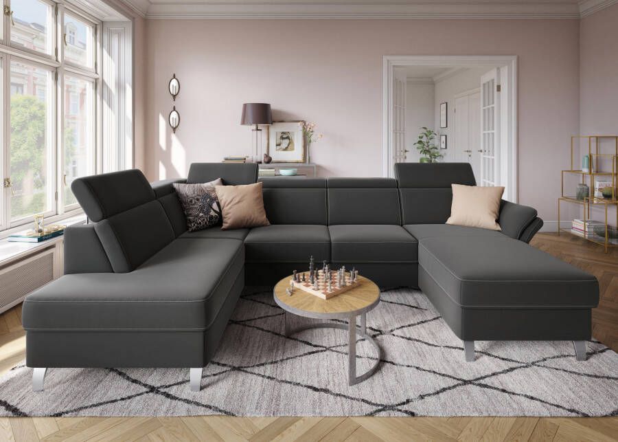 Sit&more Zithoek Vincenzo U-vorm met verstelbare hoofdsteun naar keuze met slaapfunctie bedkist - Foto 9