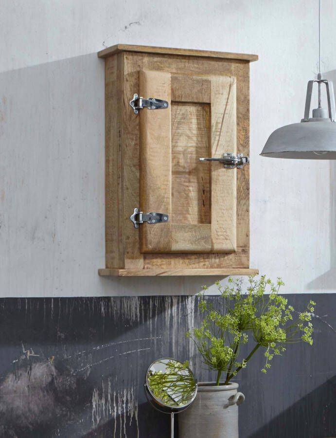 SIT Hangend kastje Frigo Mangohout in antiek-look met koelkastgrepen breedte 45 cm