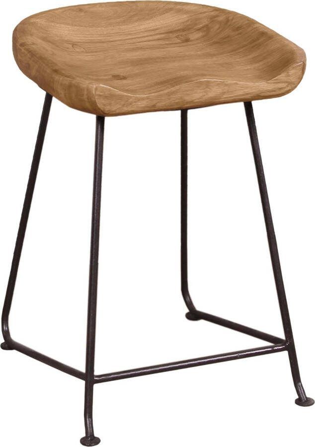 SIT Hocker Live Edge van massief acaciahout met metalen frame - Foto 6