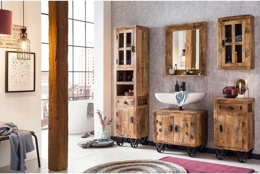 Leen Bakker Badkamer bovenkast Guus mangohout 70x44x21 cm