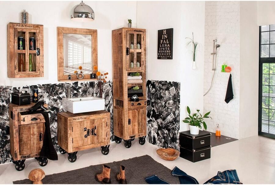 Leen Bakker Badkamer bovenkast Guus mangohout 70x44x21 cm - Foto 2