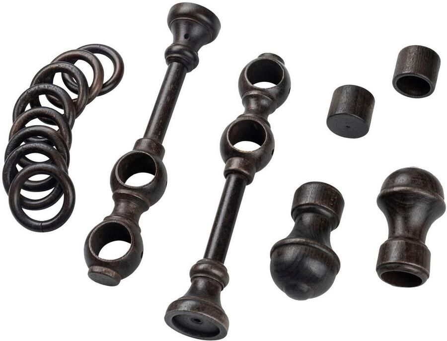 SN DECO GROUP Gordijnroede Ares 28 mm hout verschillende lengtes en kleuren compleet set - Foto 2