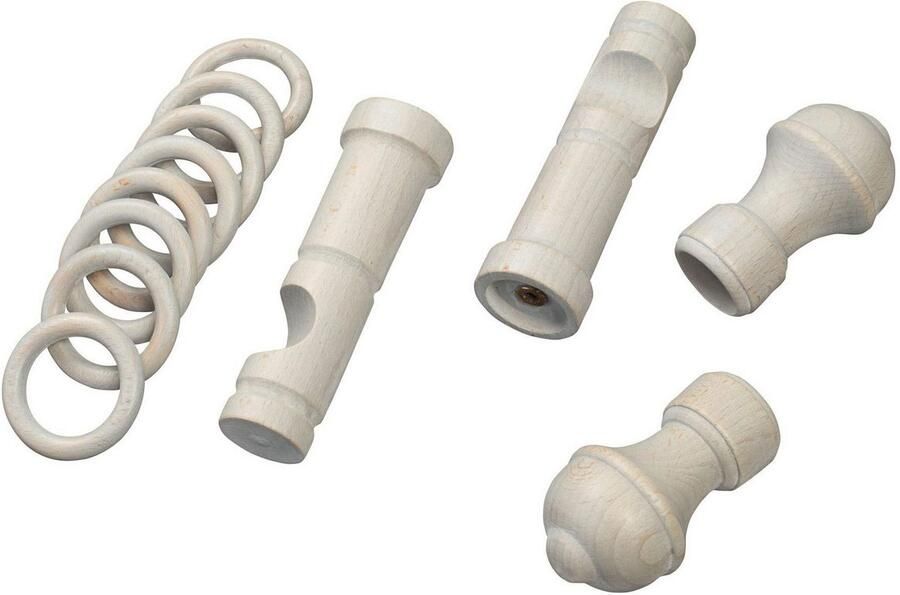 SN DECO GROUP Gordijnroede Ares 28 mm hout verschillende lengtes en kleuren compleet set