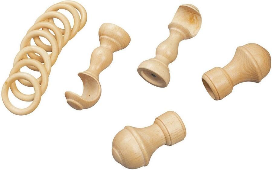 SN DECO GROUP Gordijnroede Ares 28 mm hout verschillende lengtes en kleuren compleet set - Foto 2