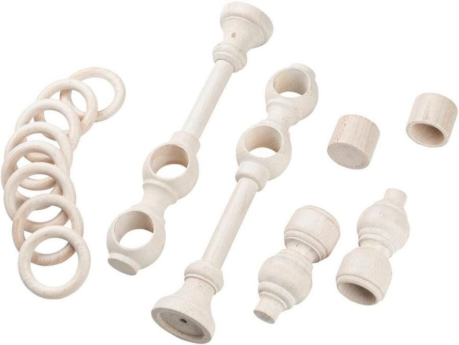 SN DECO GROUP Gordijnroede Filigrano 28 mm hout verschillende lengtes en kleuren compleet set