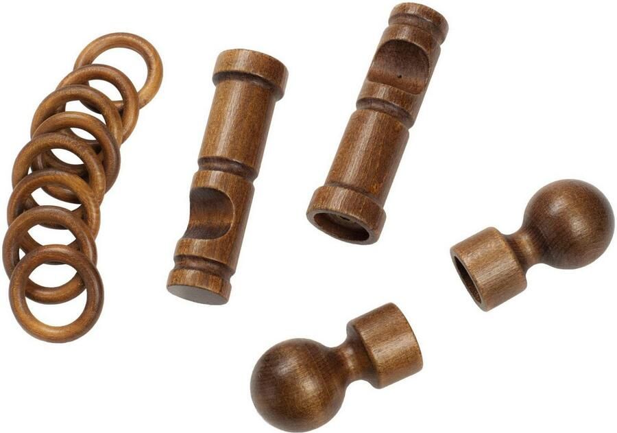 SN DECO GROUP Gordijnroede Giro 28 mm hout verschillende lengtes en kleuren compleet set - Foto 2