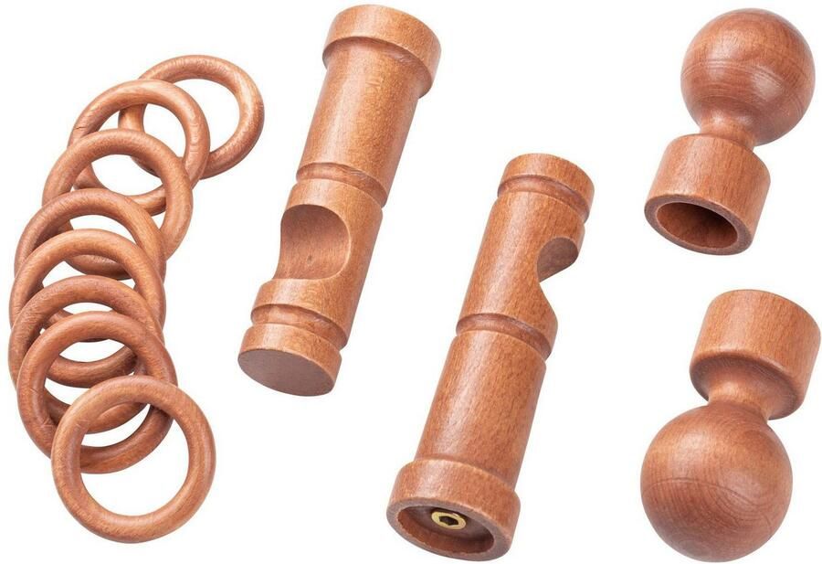 SN DECO GROUP Gordijnroede Giro 28 mm hout verschillende lengtes en kleuren compleet set - Foto 2