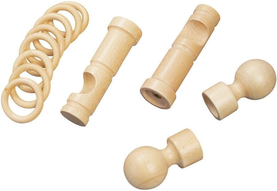 SN DECO GROUP Gordijnroede Giro 28 mm hout verschillende lengtes en kleuren compleet set - Foto 1
