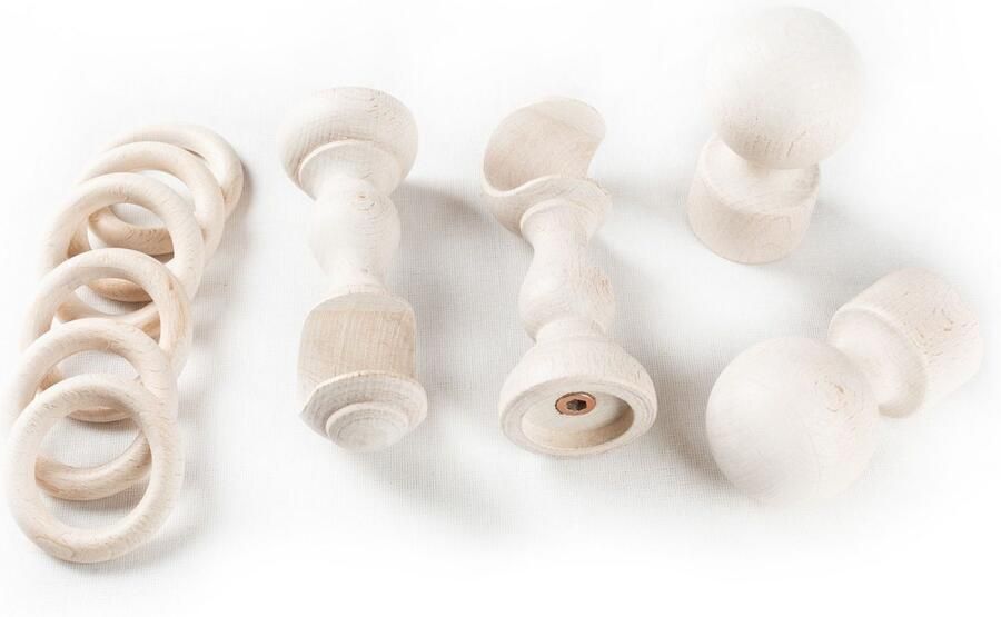 SN DECO GROUP Gordijnroede Giro 28 mm hout verschillende lengtes en kleuren compleet set - Foto 3