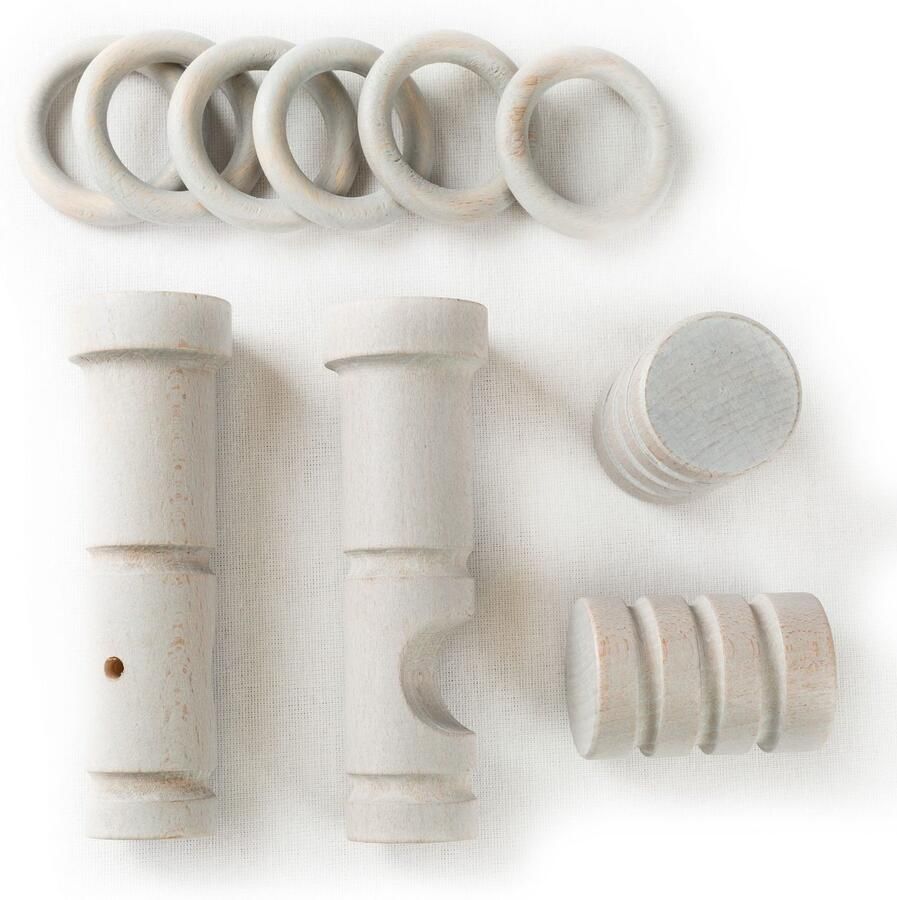SN DECO GROUP Gordijnroede Pisa 28 mm hout verschillende lengtes en kleuren compleet set (1 stuk) - Foto 2