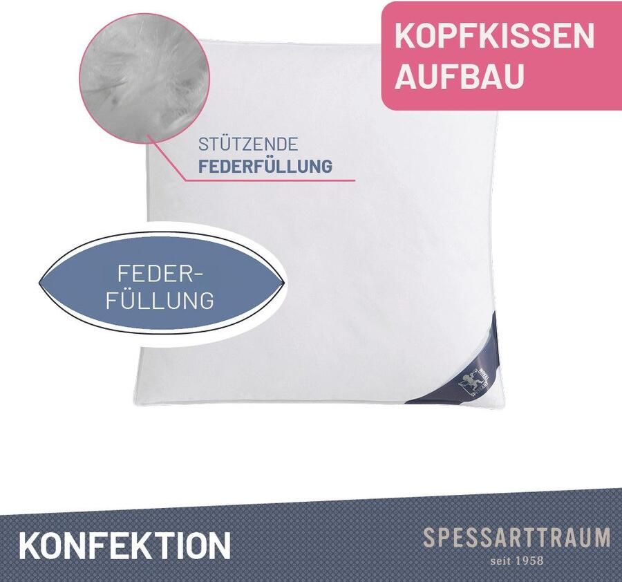 SPESSARTTRAUM Veren kussen FIRST CLASS hoofdkussen 1-dlg. of 2-dlg. 40x80 of 80x80 cm - Foto 4