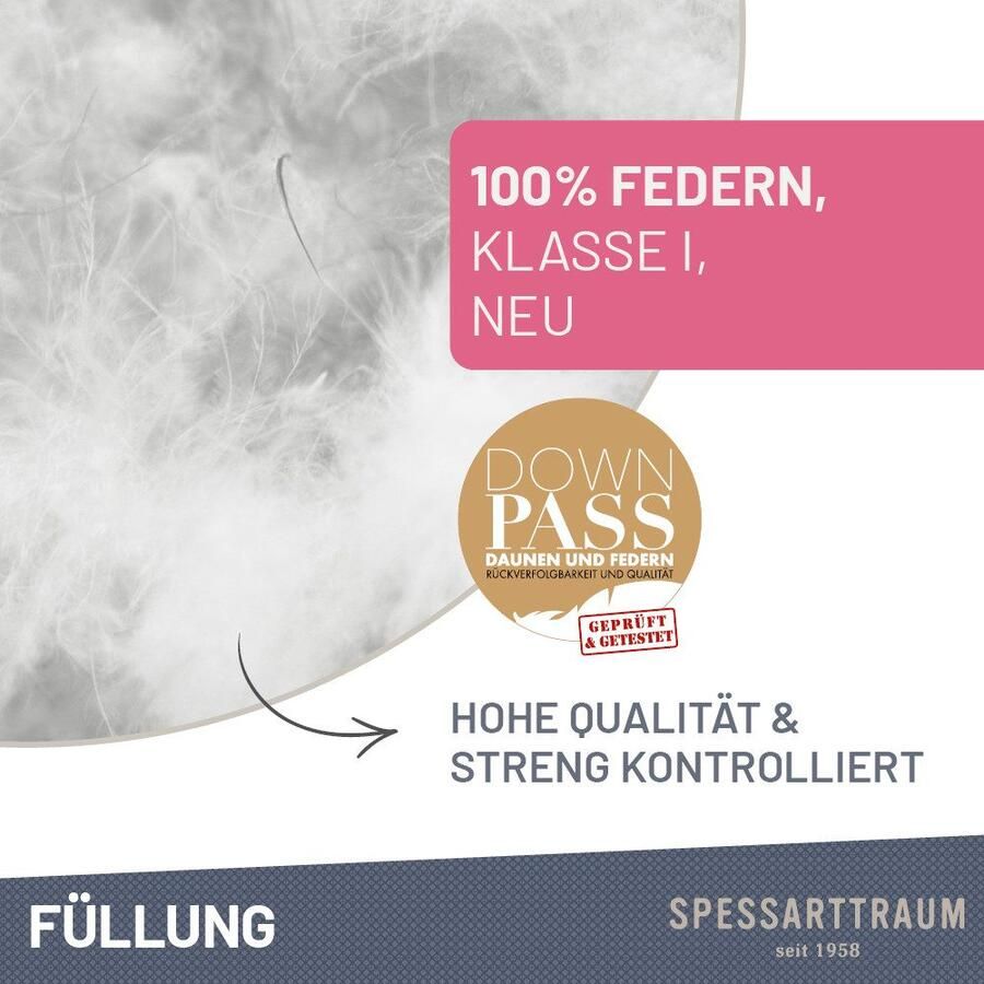 SPESSARTTRAUM Veren kussen FIRST CLASS hoofdkussen 1-dlg. of 2-dlg. 40x80 of 80x80 cm - Foto 2