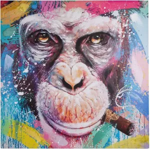 Spiegelprofi GmbH Artprint op linnen Rimbo Gezicht van een aap met sigaar (1 stuk)