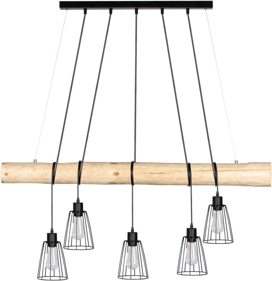 SPOT Light Hanglamp TRABO LONG Hanglamp met massief houten balken ø 8-12 cm natuurproduct in te korten - Foto 3
