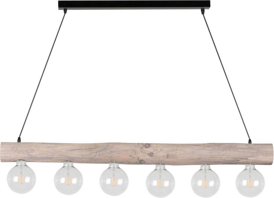 SPOT Light Hanglamp TRABO SIMPLE Hanglamp houten balk van massief grenenhout hout grijs gebeitst