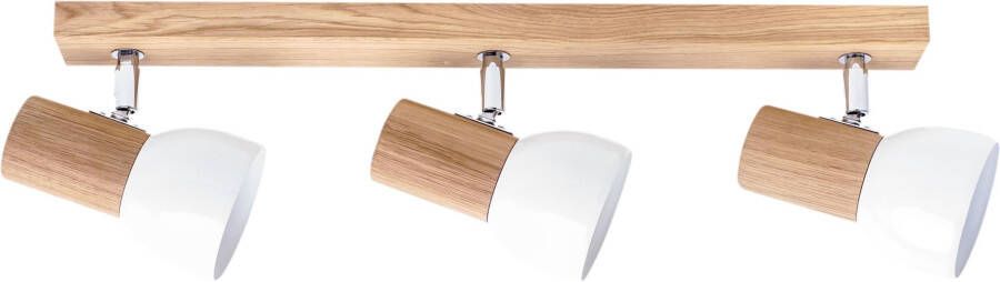 SPOT Light Plafondlamp SVENDA Natuurproduct van massief hout met flexibele spots scherm van metaal