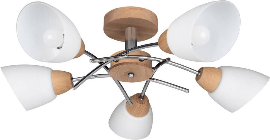 SPOT Light Plafondlamp VILETTA Natuurproduct van eikenhout duurzaam hoogwaardige kapjes van glas - Foto 2