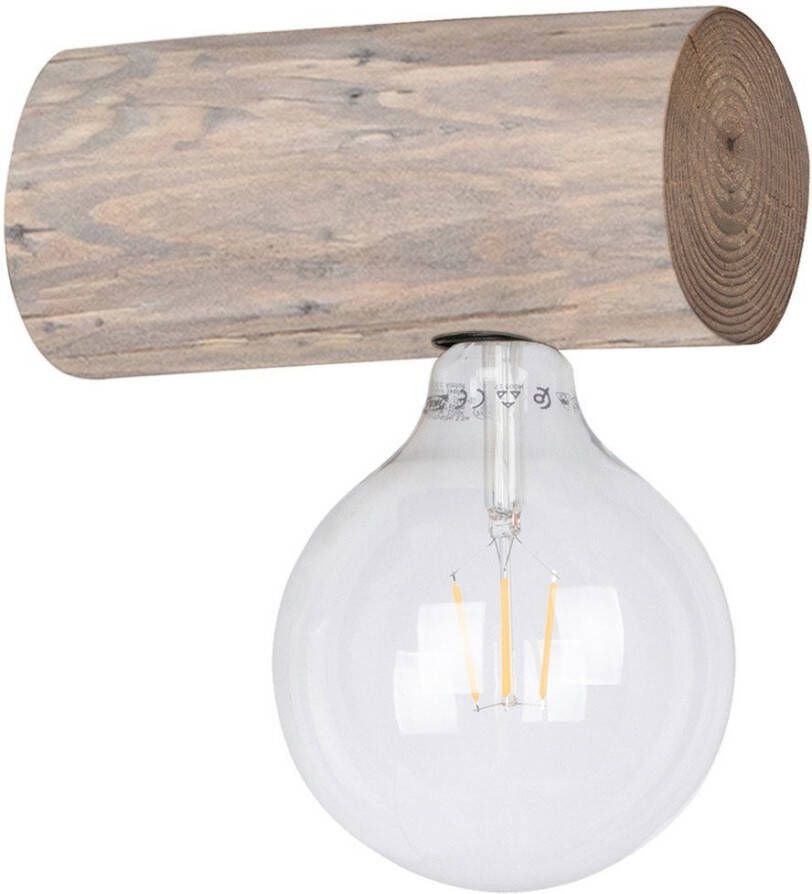 SPOT Light Wandlamp TRABO SIMPLE Houten balk van massief grenenhout ø 8-12 cm hout grijs gebeitst