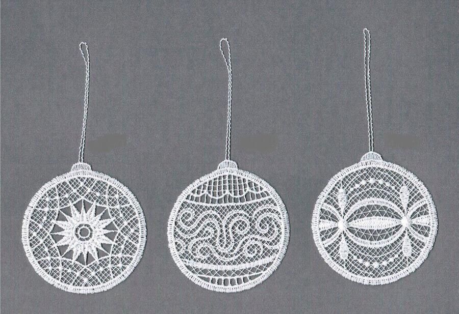 Stickereien Plauen Sierhanger Kerstballen Boomdecoratie "Kerstballen" geborduurd