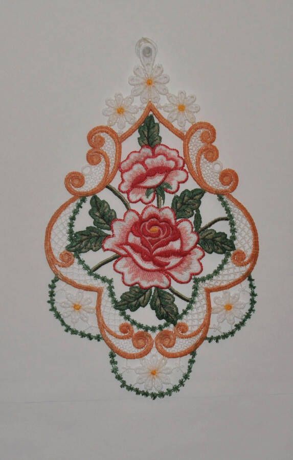 Stickereien Plauen Raamdecoratie Rosen (1 stuk)