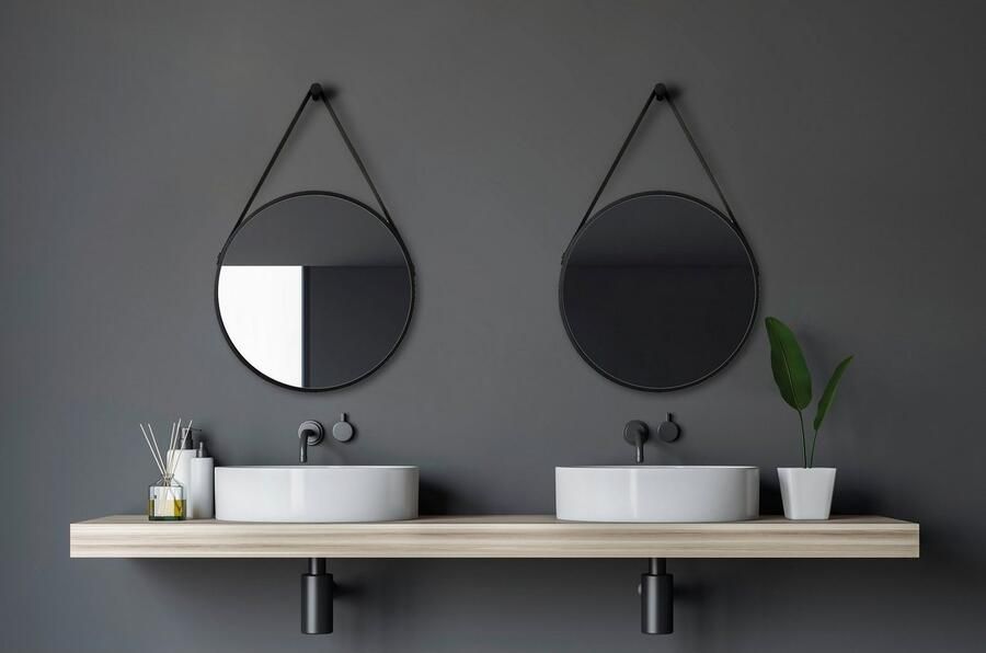 Talos Badspiegel Black Stijl Diameter: 50 cm matzwart gelakt - Foto 4