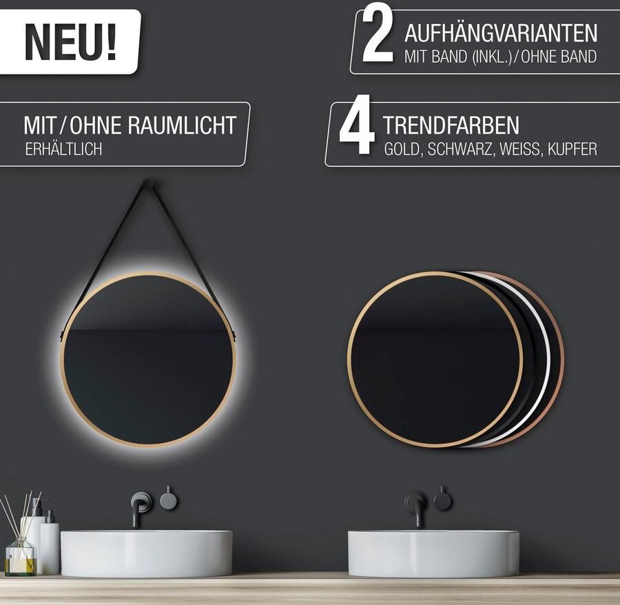 Talos Wandspiegel decoratieve ronde spiegel met aluminiumframe ø 50 cm - Foto 4