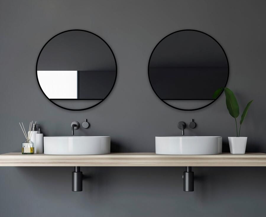 Talos Wandspiegel decoratieve ronde spiegel met aluminiumframe ø 80 cm - Foto 4