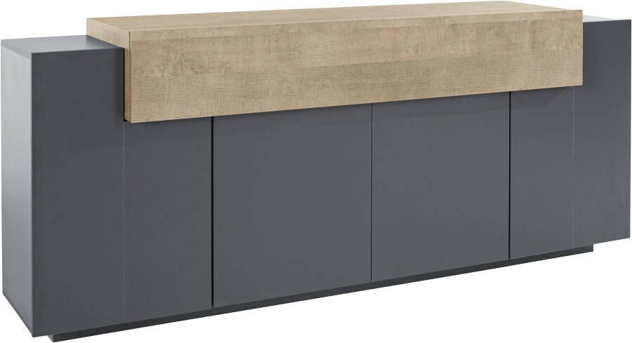 INOSIGN Dressoir Coro commode kast buffet greeploos met legplanken 1 klep 4 deuren dubbele diepte bxdxh 200x45x85 6 cm - Foto 1