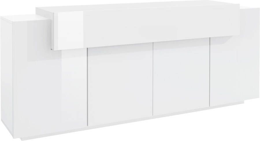 INOSIGN Dressoir Coro commode kast buffet greeploos met legplanken 1 klep 4 deuren dubbele diepte bxdxh 200x45x85 6 cm - Foto 6