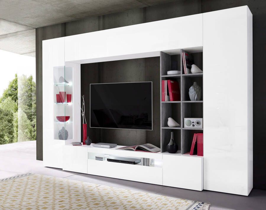 INOSIGN Wandmeubel New Egypt wandmeubel mediameubel woonkamerwand 2 kleppen 2 kleine deuren 2 grote deuren rekopbouw breedte 290 hoogte 191 (set 5 stuks) - Foto 13