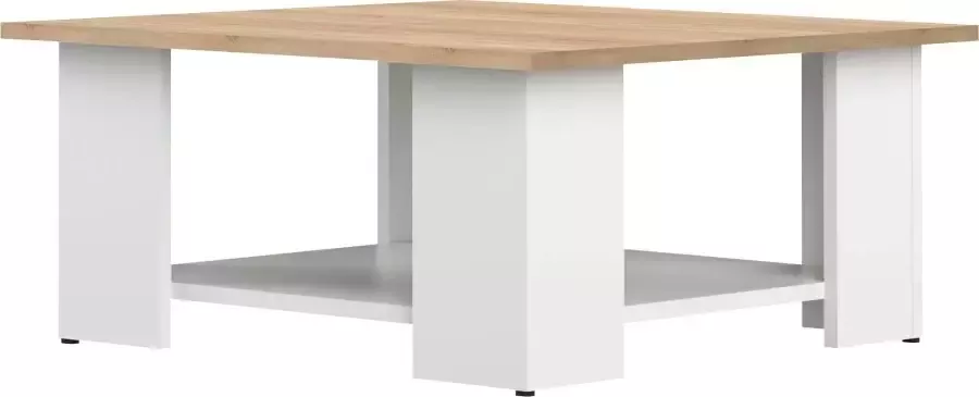 Vente-unique Salontafel JANET eiken en wit L 67 cm x H 30.5 cm x D 67 cm - Foto 2