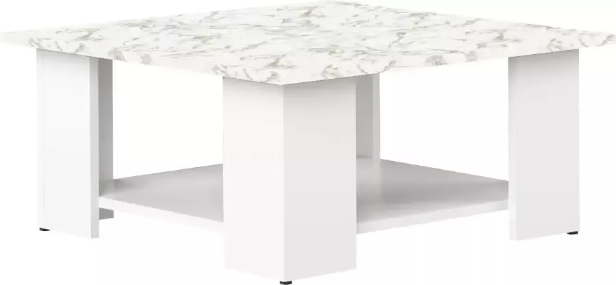 Vente-unique Salontafel JANET Kleuren: wit en beton L 67 cm x H 30.5 cm x D 67 cm - Foto 4