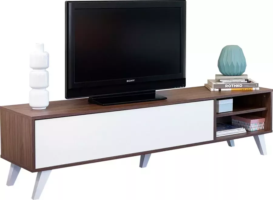 Symbiosis TV-meubel Heidal walnootkleur wit 43 2x165x40 cm Leen Bakker