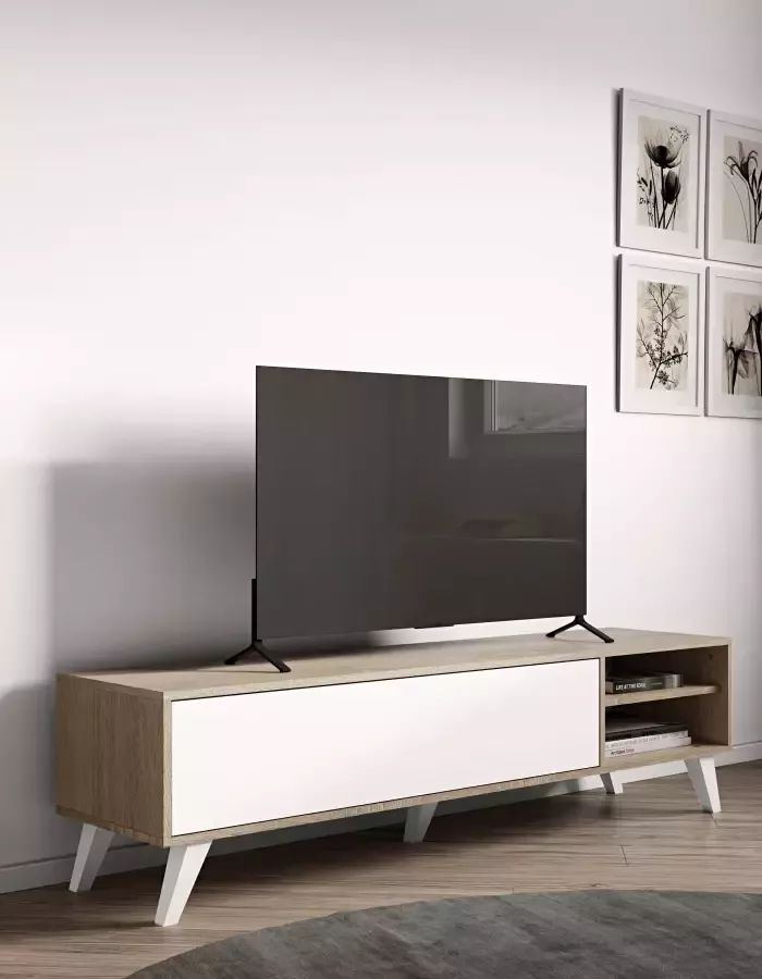 Symbiosis TV-meubel Heidal eikenkleur wit 43 2x165x40 cm Leen Bakker - Foto 2